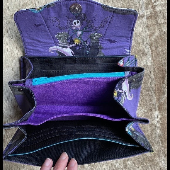 Jack with Zero wallet Handmade cotton Clutch Skull purple ghost dog - Picture 3 of 4